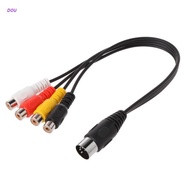 dou 30cm 5 pin male din plug to 4 rca phono female plugs audio cable