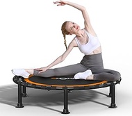 FitinOne Foldable Mini Trampoline Load 450lbs,Portable Exercise Rebounder Trampoline with Adjustable Foam Handle,Fitness Trampoline for Adults and Kids