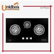 AZ-933F 86CM Tempered Glass Gas Hob-LPG/AEROGAZ/3 Burners/Kitchen Appliances/Cooking Hobs/Gas Stove/