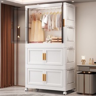 CHOSMO Folding 2 Doors Wardrobe Storage Cabinet With Pulley Clothes Cabinet Children's Wardrobe With