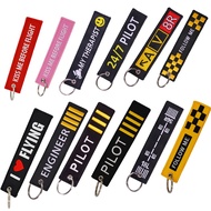 1pcs Embroidered men's car keychain, aviation keychain, motorcycle engineer pilot key label