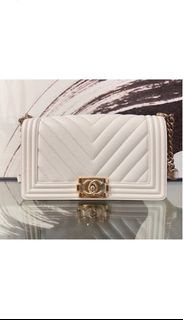 Chanel 手袋 Boy Chanel 絕版 白色 山紋 魚子醬 淡金扣 25cm Chanel Boy Not Gabrielle Classic Flap Mini Flap