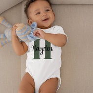 Personalized Baby Boy Name Bodysuits Pregnancy Announcement Shower Gift Custom Name Boy Jumpsuit Ini