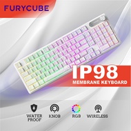 FURYCUBE IP98 PRO Membrane Keyboard Triple Mode RGB Backlit Knob Control Wireless Gaming Keyboard