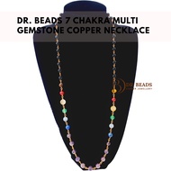 Dr. Beads 7 Seven Chakra Multi Gemstone & Black Onyx Necklace with Copper Links - Long Necklace