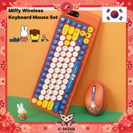 [Royche] Miffy Wireless Keyboard Mouse Set Retro Round Key 3 Device Multi Pairing Bluetooth 2.4GHz C