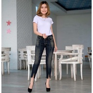 Celana Jeans terbaru Wanita 7/9 Realpict motif sobek Distro Laser Whisker Tulang Belah Rumbai Rawis 