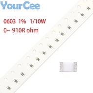 100pcs 0603 SMD Resistor 1% 1/10W 0~ 910R 0.39 2.7 3 3.9 5.6 6.8 9.1 10 12 18 20 30 33 51 60 68 75 1
