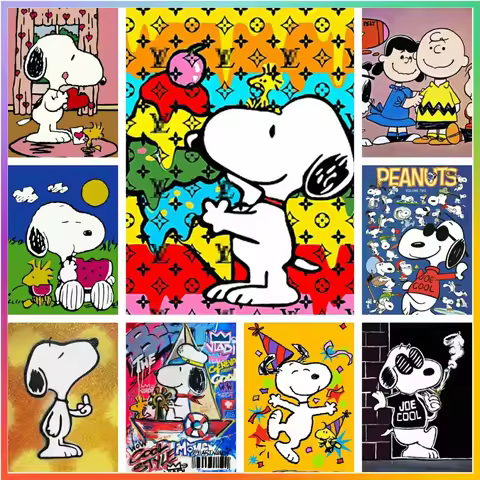 Snoopy Cute Fun Graffiti Comic Peanuts Dog Diamond Painting Masterpiece Creation Craft Cross Stitch 
