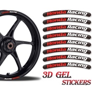 Fit for 14-19inch Tire 3D Gel Honda Reflective Motorcycle Wheel Hub Decorative Stickers Motocross Waterproof Rim Personalized Decals