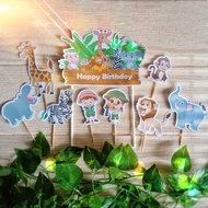 Topper Kue Custom Nama Karakter Binatang / Zoo