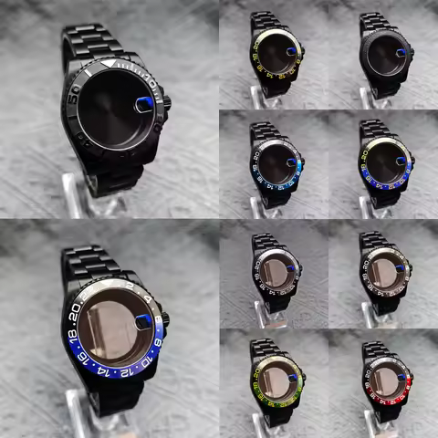 40MM NH34 NH35 36 38 39 Black Stainless Steel Case Oyster Strap Yacht Master 28.5mm Dial Sapphire Gl