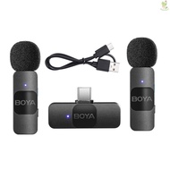 BOYA BY-V20 One-Trigger-Two 2.4G Wireless Microphone System Clip-on Phone Microphone Omnidirectional Mini Lapel Mic Auto Pairing Smart Noise Reduction 50M Trans  Came-022