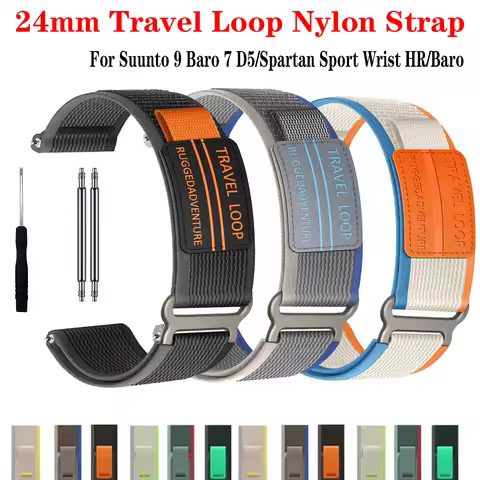 24mm Travel Loop Nylon Strap For Suunto 9 7 Baro/Suunto D5 Spartan Sport Wrist HR/Baro Smart Watch R