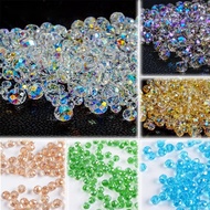 Iridescent crystal flat beads 6mm crystal straight-hole faceted wheel beads loose beads fortune bead