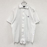 FRED PERRY短袖 polo 衫，帶刺繡標誌，白色，M 碼，古著。