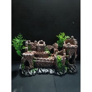 Old aquarium decoration, old castle aquarium decoration, ancient temple