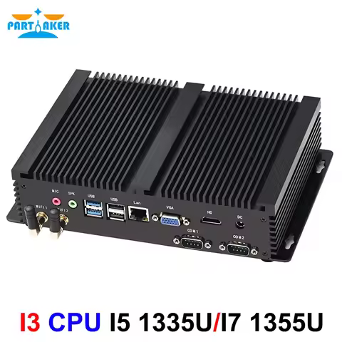Partaker Fanless Industrial Mini PC Intel Core I7 1355U I5 1335U DDR4 NVME SSD Dual COM VGA HD LAN F