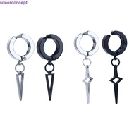 SDEERCONCEPT Cross Clip Earring Punk Hip Hop Triangle Fake Piercing Stainless Steel Female Non-Pierc