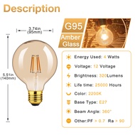 Low Voltages DC 12V Led Edison Bulbs E27 E12 E14 Base 1W 2W 4W LED Filament Bulb Retro Amber Glass L