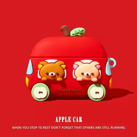 For Airpods 1 2 3 4 Pro Pro 2 Rilakkuma Bear Car Silicone Earphone Case Accessories Cover