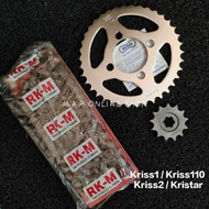 Modenas Kriss1 Kriss2 Kriss110 Kristar Spocket Steel AFAM 13T 38T + Rantai RKM 428 110L