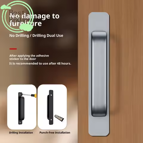 (BBQ4)Aluminum Alloy Drill-free Handle Glass Sliding Door Window Drawer Wardrobe Push-pull Bathroom 