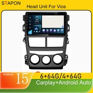 STAPON 9inch 6+64G 4+64G android15 android headunit stereo for toyota vios 2019-2025 2.5D carplay an