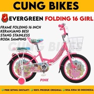 Sepeda lipat anak perempuan mini 16 Inch Evergreen Folding Girl