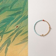 原創手工天然綠松石小米珠手串南紅設計感開運手鏈生日禮物