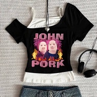 John Pork Cropped Top - CuteCore Gothic Style