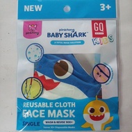GQ white Kids Baby Shark Model Waterproof Fabric Mask Printed Pattern For Children 3 Years And Up With Neck Strap Ix 1 Piece.