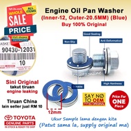 Vios Altis Camry Innova Estima Vellfire Engine Oil Pan Nut Drain Gasket Seal Washer Minyak Hitam 904