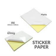 A6 STICKER PAPER 50 / 100 SHEETS / SIMILI/MATTE & GLOSSY/MIRRORKOTE / MULTIPURPOSE /Air WAYBILL / Ke