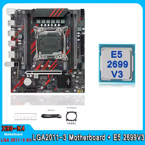 X99 Motherboard Kit Intel LGA 2011-3 With CPU xeon E5 2699 V3 DDR4 Support ECC M.2 NVME SATA High-en