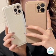 Khaki Matte Silk Leather Phone Case for IPhone 11 Case 7Plus 8Plus XR 14 13 12 Pro Max Anti-shatter Soft Faux Leather Back Shell