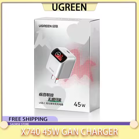 UGREEN 45W GaN Charger with Smart Display USB-C Fast Charger 45° Angled TFT Screen PD3.0 PPS Foldabl
