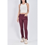 (((M) dl1961 High Waist Texture Denim Cotton Plain Surface Wine Fuchsia Trousers Second-Hand Clothes
