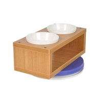 【MOMOCAT】雙口餐桌防蟻魔墊組 黃金柚木色 碗架附瓷碗