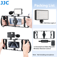 JJC Universal Smartphone Video Rig Kit พร้อมรีโมทคอนโทรล Hand Grip Vlog ฟิล์มกรงโทรศัพท์วิดีโอ Stabi