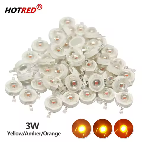 50-500pcs 1W 3W High Power LED Chip Yellow 590-595nm Amber 595-600nm Orange 600-605nm DC2.2-2.6V For