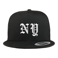Trendy Apparel Shop New York NY Old English 5 Panel Flatbill Trucker Cap