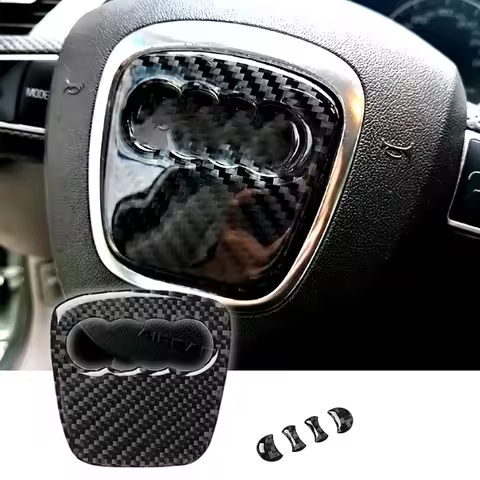 3D Car Steering Wheel Ring Trim Carbon Fiber Sticker Cover logo Auto Accessories For Audi A4 B8 8K A