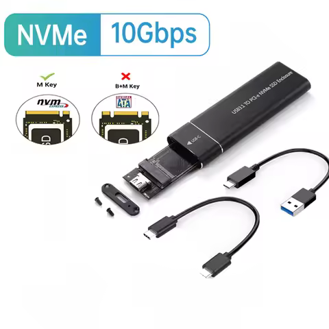 M.2 NVMe SSD Enclosure Adapter 10Gbps USB C 3.1 Gen2 NVMe Case External Enclosure NVMe Reader for Sa