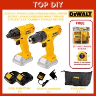 DEWALT DCD700 MAX LI-ION Cordless Drill Driver &amp; DCF805 12V Max Cordless Impact Driver +27pcs Bit Set Combo