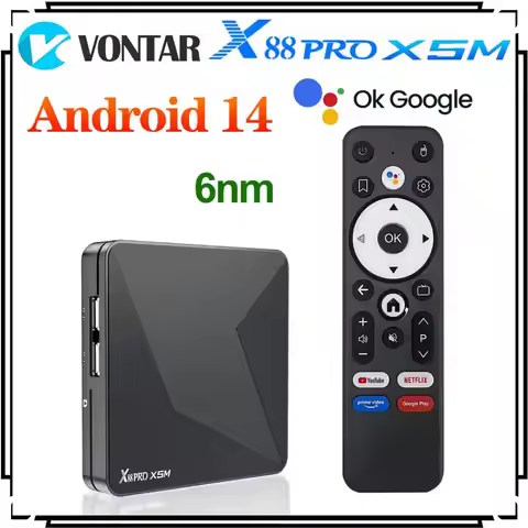 Amlogic S905X5M (S905A) Quad-core 4K HDR Media Player X88 Pro X5M TV Box Android 14 Dual Wifi BT5.0 