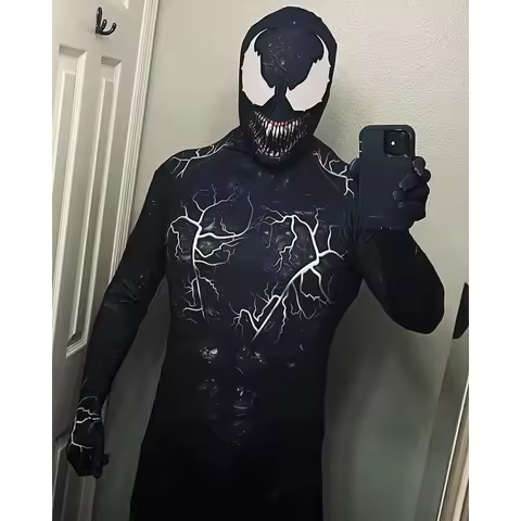 New Halloween Adults Venom Symbiote Spidercosplay Costume Bodysuit Zentai Second Skin Suit Men Party