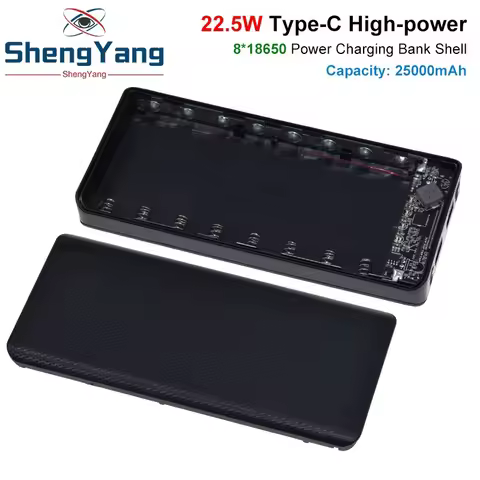 QC4.0 QC3.0 Dual USB Micro/Type-C USB 5V 4.5A 22.5W 8*18650 Power Bank Battery Box Module 25000mAh M
