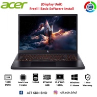Acer Nitro V 15 ANV15-52-7287 15.6"FHD 165Hz Gaming Laptop C7-240H 16GB 512GB SSD RTX4050 6GB W11 (D