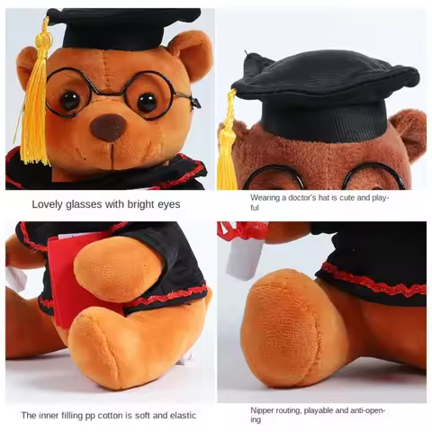 Soft 18/23cm Doctor Bear Glasses Bear Graduation Bear Cartoon Lovely Bear Student